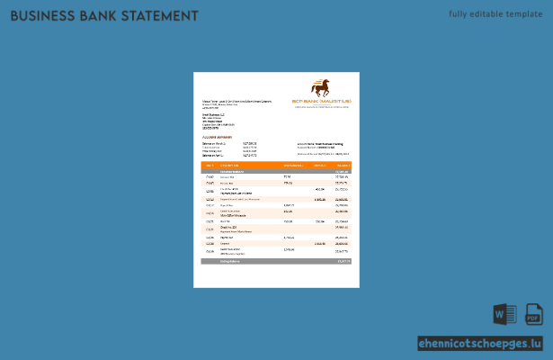 BCP Bank Firmenkontoauszug – Beispielansicht (Word und PDF)